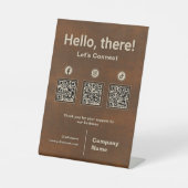 Signe De Table Fer rouillé Social Media 3 QR Code Scan pour se co (Recto)