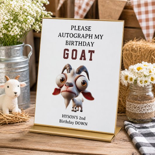 Signe De Table Ferme d'animaux mignons Chèvre Fête d'anniversaire