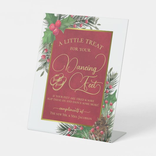 Signe De Table Festive Holly Dancing Feet Flip Flops Wedding  (Recto)