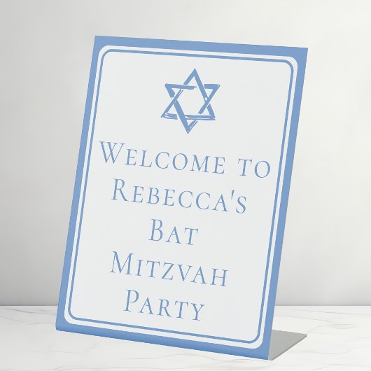 Signe De Table Fête bat mitzvah lumière étoile bleue de David