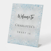 Signe De Table fête d'anniversaire argent bleu parties scintillan (Recto)