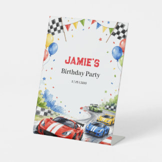 Signe De Table Fête d'anniversaire de voiture de course Sports Ga