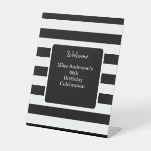 Signe De Table Fête d'anniversaire des hommes noirs et blancs