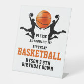 Signe De Table Fête d'anniversaire garçon 5 ans basket-ball orang (Recto)