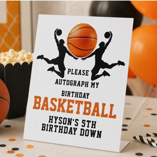 Signe De Table Fête d'anniversaire garçon 5 ans basket-ball orang