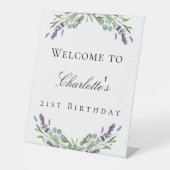 Signe De Table fête d'anniversaire lavande eucalyptus bienvenue (Recto)