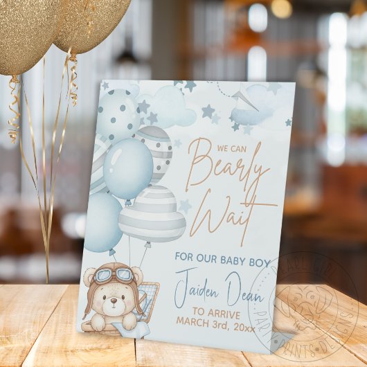 Signe De Table Fête de Bébé à peine attendu