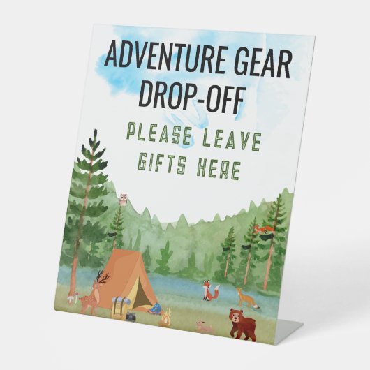 Signe De Table Fête de Bébé Aventure de Camping en Forêt (Recto)