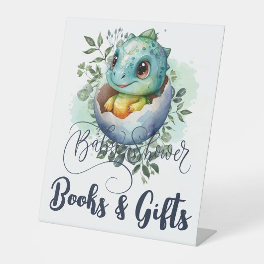 Signe De Table Fête de Bébé Éclosion d'Œuf de Dinosaure Aquarelle (Recto)