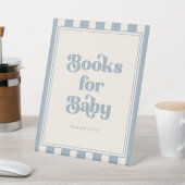 Signe De Table Fête de bébé rayée "Livres pour bébé" bleu moderne (In SItu)
