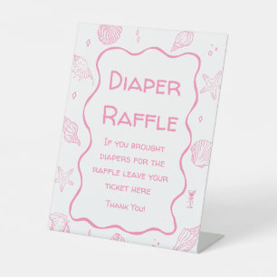 Signe De Table Fête de Bébé sur le Thème de la Plage Côtière Rose