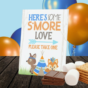 Signe De Table Fête de campeur en forêt avec amour S'more
