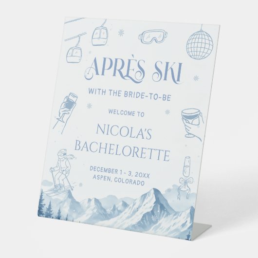 Signe De Table Fête de Fiançailles d'Hiver Après-Ski (Recto)