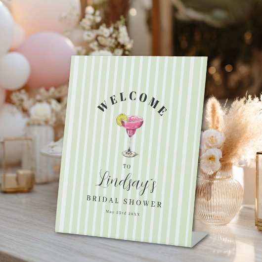 Signe De Table Fête de Mariage avec Cocktail Green Stripe