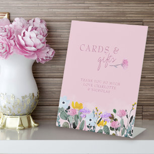Signe De Table Fête de mariage champêtre Cartes roses et Cadeaux