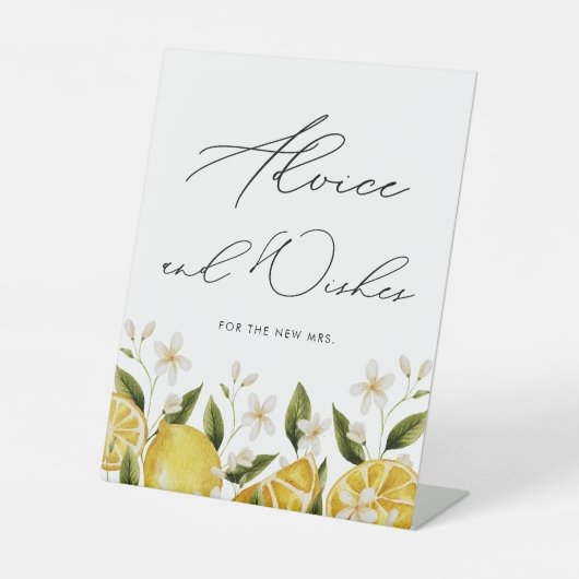 Signe De Table Fête de mariage Citron Avis & Vœux  (Recto)