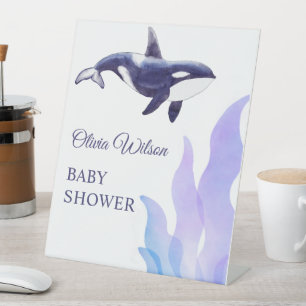 Signe De Table Fête de naissance baleine orque aquarelle