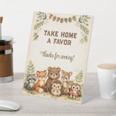 Signe De Table Fête de naissance d'animal de forêt de bois (In SItu)