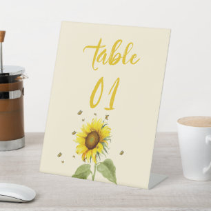 Signe De Table Fête de Naissance Tournesol Aquarelle avec Papillo