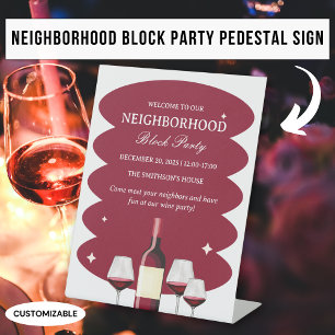 Signe De Table Fête de quartier au vin rouge