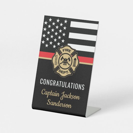 Signe De Table Fête de retraite de pompier Service des incendies (Recto)