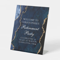 Fête de retraite élégante bleu marine et agate dor