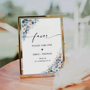 Signe De Table Fête des mariées Boho Bleu Symbole préféré