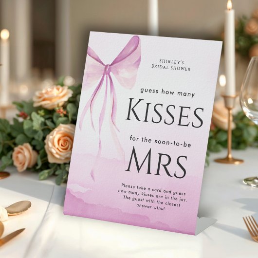 Signe De Table Fête des mariées Bow Rose Blush Devine Combien De