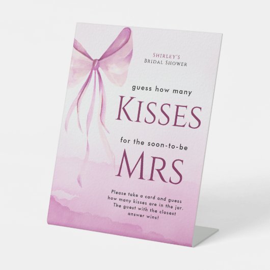 Signe De Table Fête des mariées Bow Rose Blush Devine Combien De (Recto)