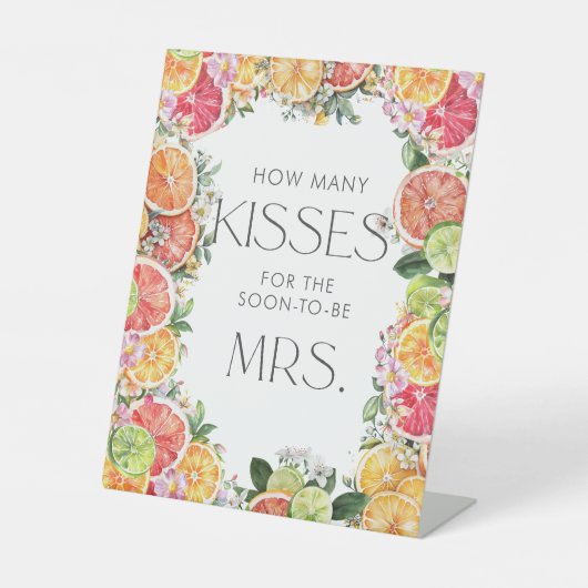 Signe De Table Fête des mariées Citrus Combien de baisers (Recto)