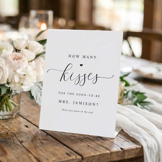 Signe De Table Fête des mariées Combien De Baisers Jeu Élégant Si