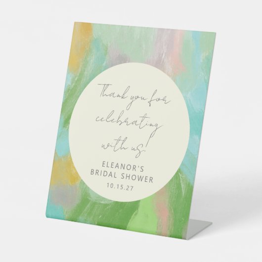 Signe De Table Fête des mariées d'aquarelle Abstraite Merci perso (Recto)
