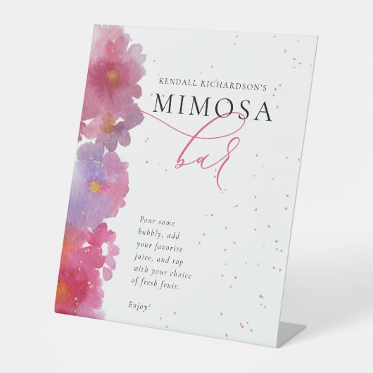 Signe De Table Fête des mariées d'aquarelle florale (Recto)