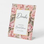 Signe De Table Fête des mariées d'aquarelle florale Rose (Recto)