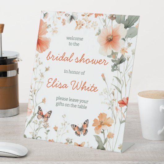 Signe De Table Fête des mariées d'aquarelle Papillon Meadow PERSO (In SItu)