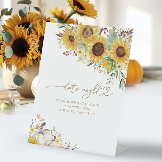 Signe De Table Fête des mariées d'automne de tournesol Date Jar d