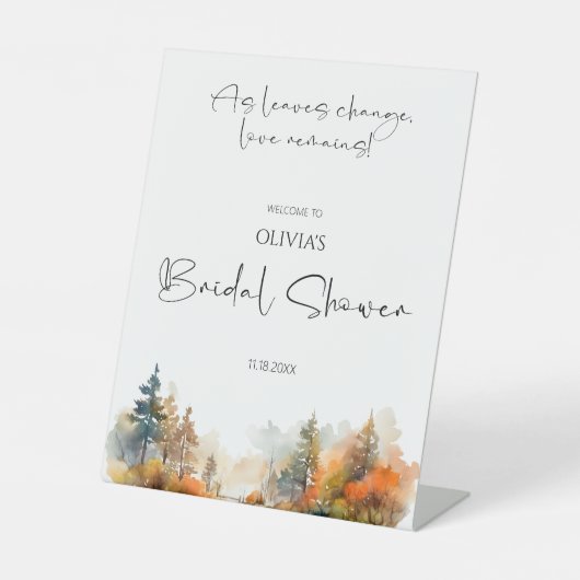 Signe De Table Fête des mariées d'automne rustique Woodland Bienv (Recto)