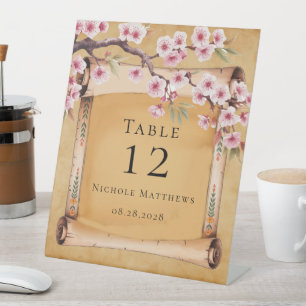 Signe De Table Fête des mariées de fleurs de cerisier Rustique