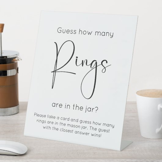 Signe De Table Fête des mariées De Script Moderne Devine Combien  (In SItu)