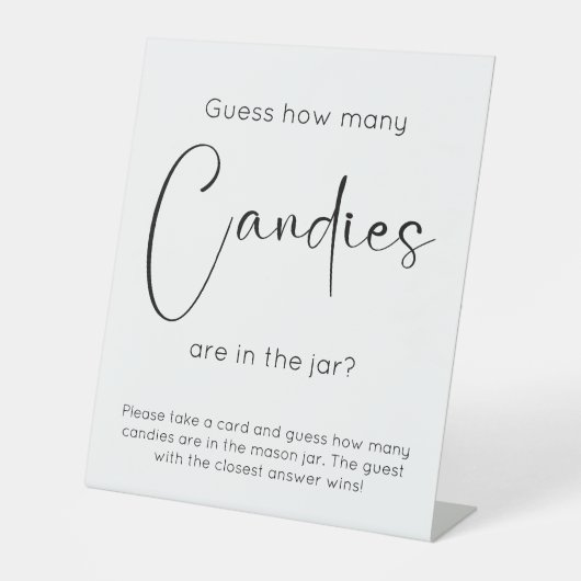 Signe De Table Fête des mariées De Script Moderne Devine Combien (Recto)