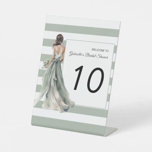 Signe De Table Fête des mariées des rayures de saumons verts (Recto)