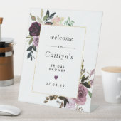 Signe De Table Fête des mariées florale violette et rose bienvenu (In SItu)