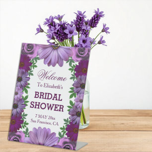 Signe De Table Fête des mariées florale violette Regal