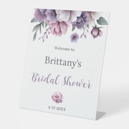 Signe De Table Fête des mariées Lavender Aquarelle Florale (Recto)