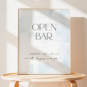 Signe De Table Fête des mariées Open Bar Sur Cloud Neuf Bleu