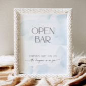 Signe De Table Fête des mariées Open Bar Sur Cloud Neuf Bleu