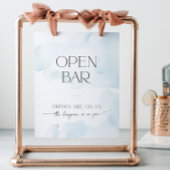 Signe De Table Fête des mariées Open Bar Sur Cloud Neuf Bleu