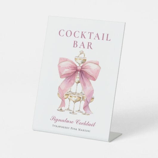Signe De Table Fête des mariées rose Coquette Bow (Recto)