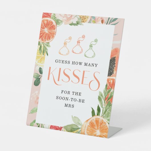 Signe De Table Fête des mariées Tropical Citrus Combien de baiser (Recto)