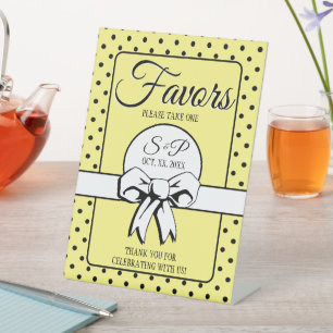 Signe De Table Fête des mariées Vintages Pois Vaches Lemon Jaune